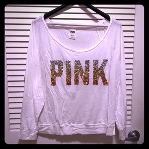 VS PINK Long Sleeve Sequin Tee
